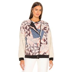 Free People Rudy Quilted Bomber Jacket in Multi Combo SZ Small